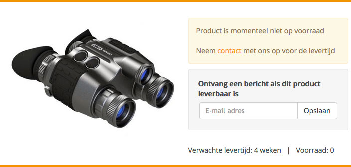 Producten niet op voorraad - leverdatum nog niet bekend