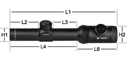 Vortex Strike Eagle 1-6x24 Richtkijker afmetingen