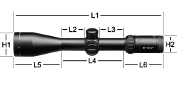 Vortex Viper HS 2.5-10x44 Richtkijker afmetingen